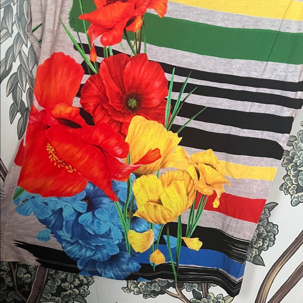 Vintage Desigual Floral Striped Women's Top. Medium - Picture 2 of 10